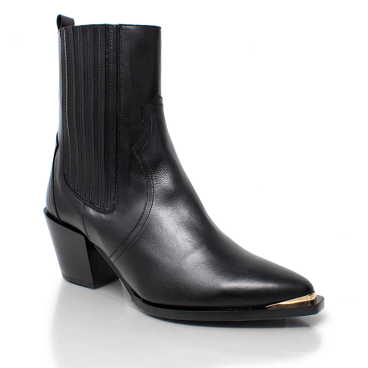 ROSARIO - Black Regina Romero High Heel Ankle Boot Shoe for Women in Leather