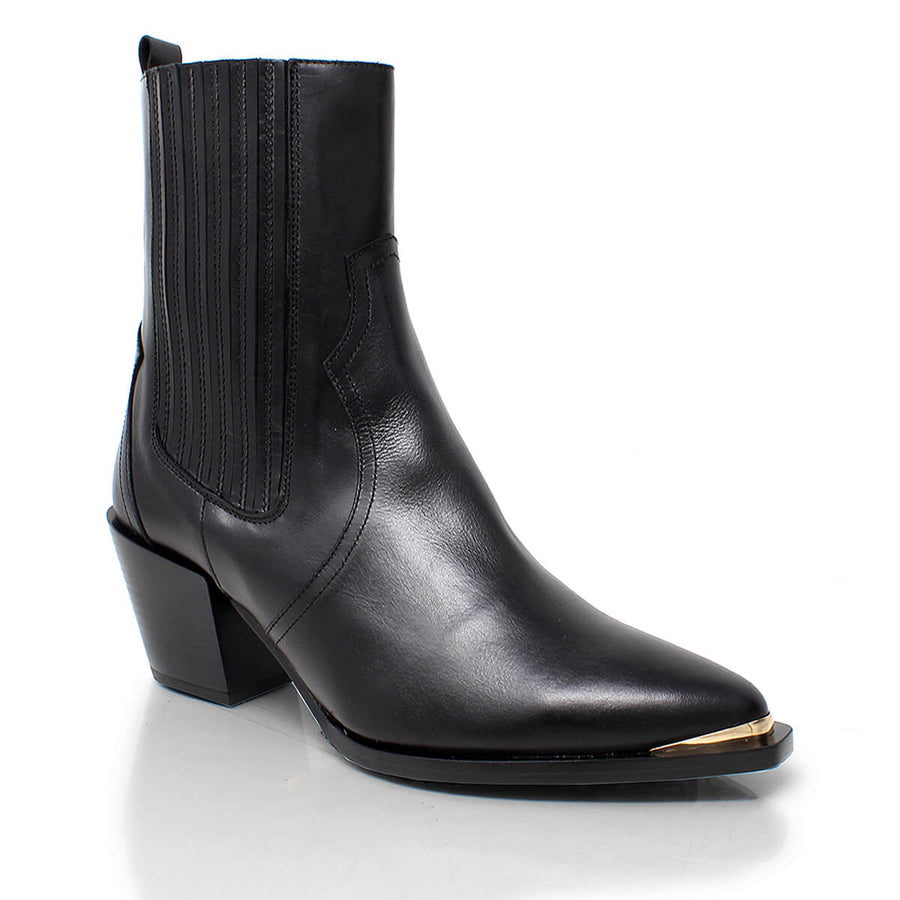 ROSARIO 70 - Negro Regina Romero Zapato Bota Botin Tacon Alto Para Dama en Piel