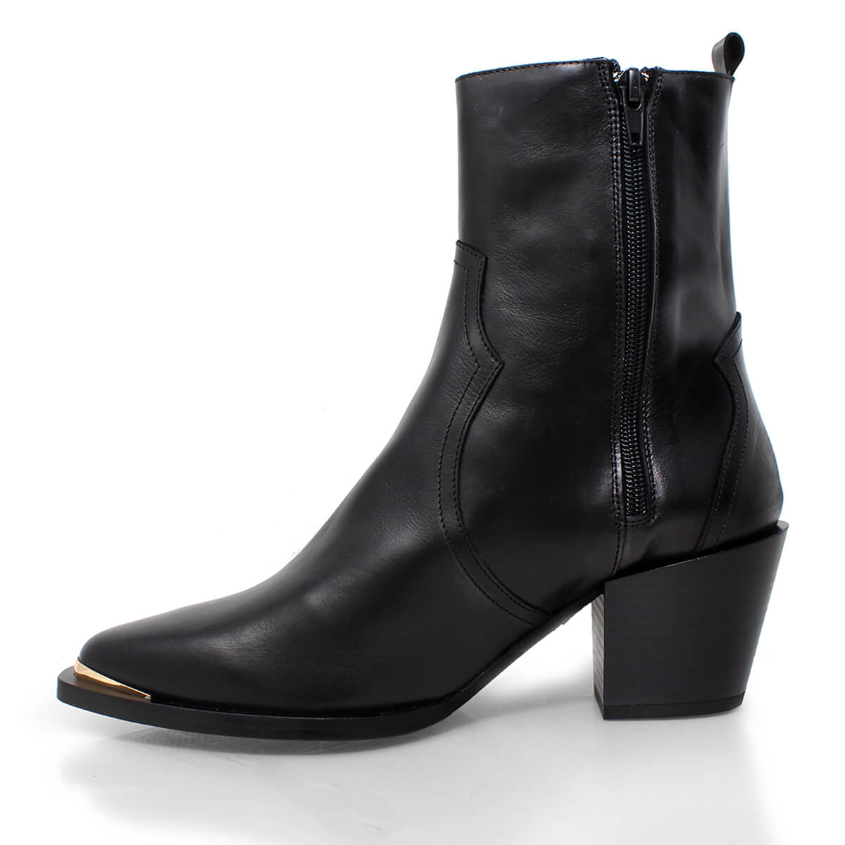 ROSARIO - Black Regina Romero High Heel Ankle Boot Shoe for Women in Leather