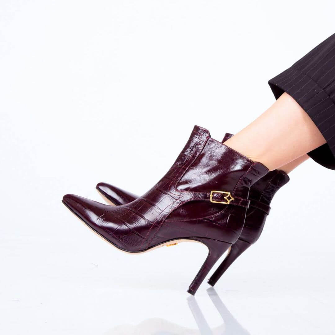 TIZIANA 85 - Vino Regina Romero Zapato Bota Botin Tacon Alto Para Dama en Piel