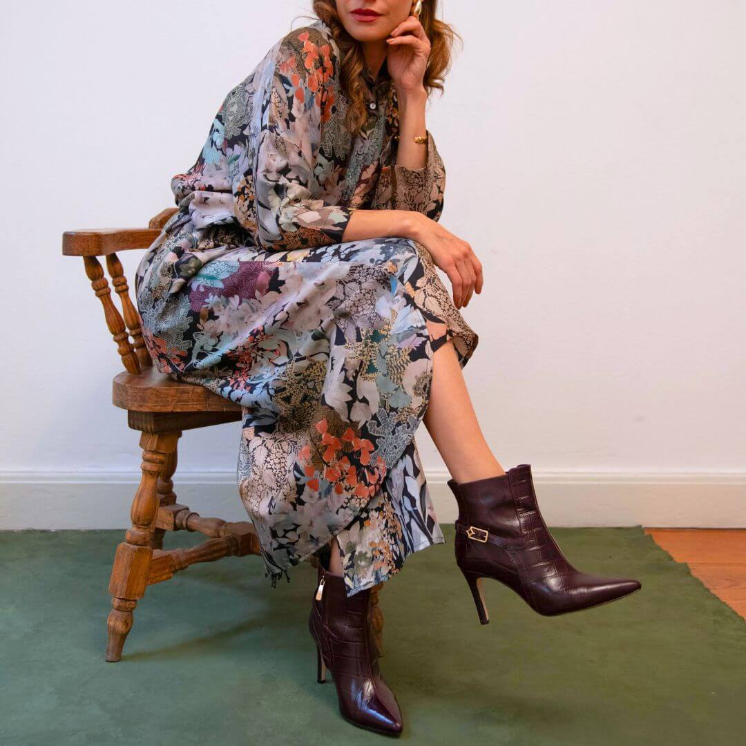 TIZIANA 85 - Vino Regina Romero Zapato Bota Botin Tacon Alto Para Dama en Piel