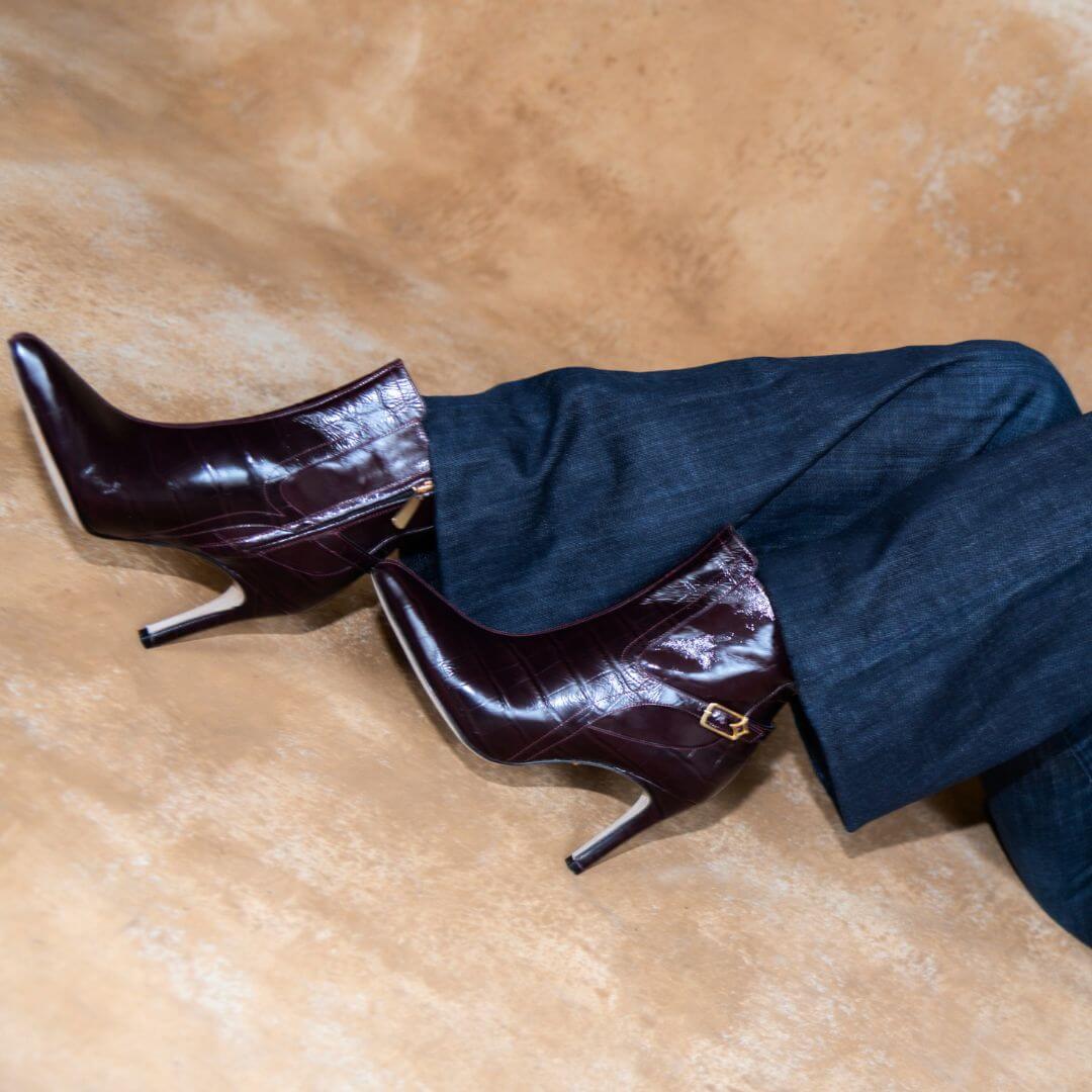 TIZIANA 85 - Vino Regina Romero Zapato Bota Botin Tacon Alto Para Dama en Piel