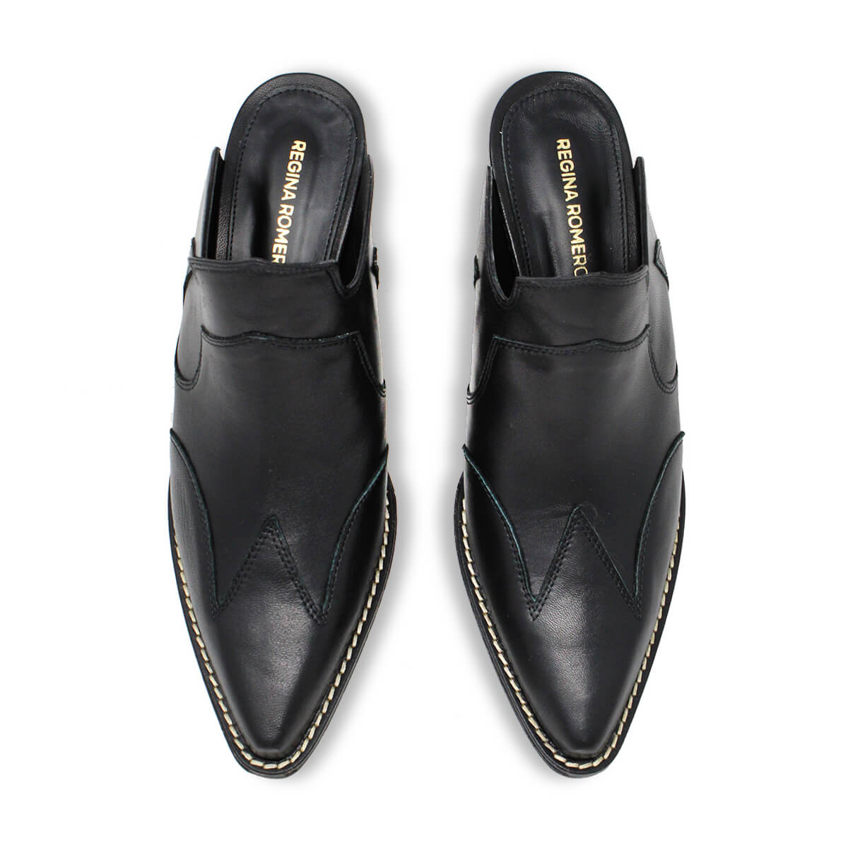 TRACY 60 - Negro Regina Romero Zapato Zapatilla Tacon Bajo Para Dama en Piel
