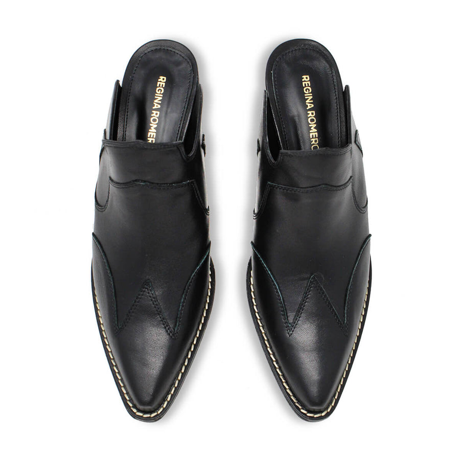 TRACY 60 - Negro Regina Romero Zapato Zapatilla Tacon Bajo Para Dama en Piel