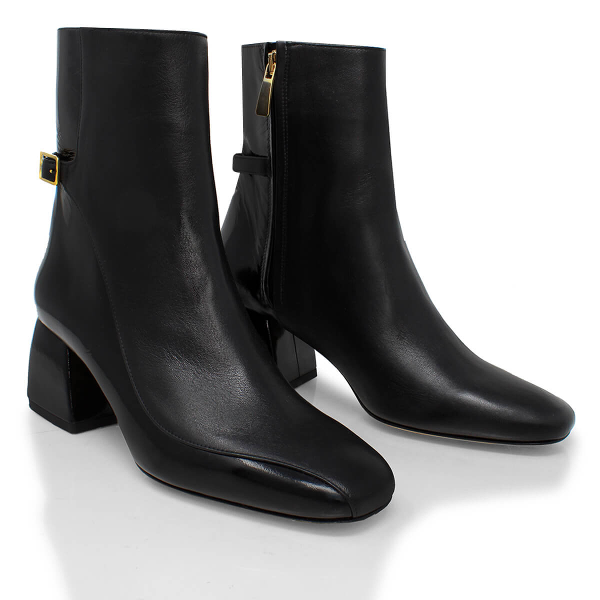 TRIANA 50 - Negro Regina Romero Zapato Bota Botin Tacon Bajo Para Dama en Piel