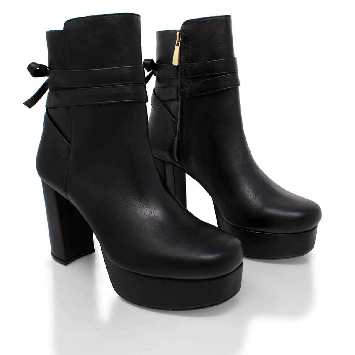 ZELDA 95 - Negro Regina Romero Zapato Bota Botin Plataforma Tacon Alto Para Dama en Piel