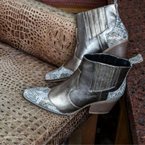 MADDIE 60 - Gris Regina Romero Zapato Bota Botin Tacon Bajo Para Dama en Piel