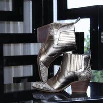 MADDIE 60 - Gris Regina Romero Zapato Bota Botin Tacon Bajo Para Dama en Piel