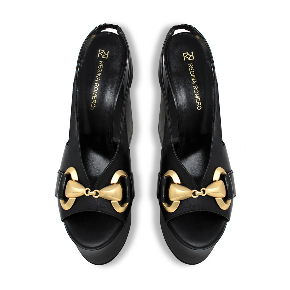 ERIN 150 - Negro Regina Romero Zapato Sandalia Plataforma Tacon Alto Para Dama en Piel