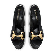 ERIN 150 - Black Regina Romero High Heel Platform Sandal Shoe for Women in Leather