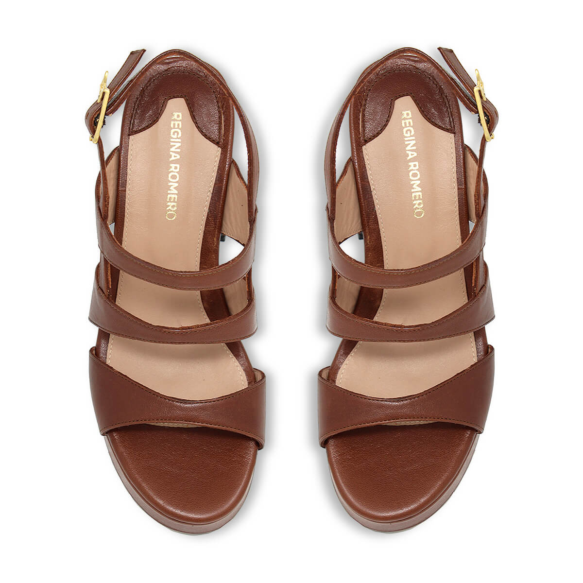 MARITE 105 - Tan Regina Romero Zapato Sandalia Plataforma Tacon Alto Para Dama en Piel