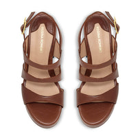 MARITE 105 - Tan Regina Romero Zapato Sandalia Plataforma Tacon Alto Para Dama en Piel