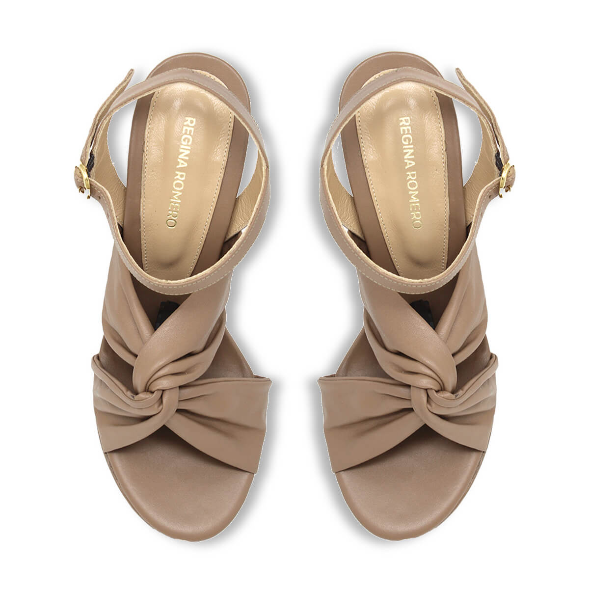 THALIA CON PULSERA 125 - Mocha Regina Romero Zapato Sandalia Plataforma Tacon Alto Para Dama en Piel