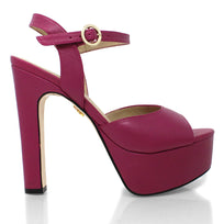 SABRINA 135 - Fucsia Regina Romero Zapato Sandalia Plataforma Tacon Alto Para Dama en Piel