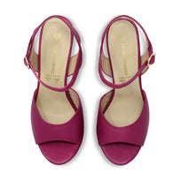 SABRINA 135 - Fucsia Regina Romero Zapato Sandalia Plataforma Tacon Alto Para Dama en Piel