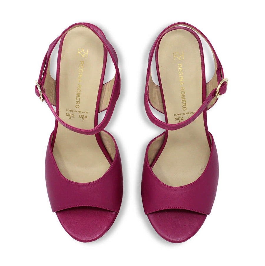 SABRINA 135 - Fucsia Regina Romero Zapato Sandalia Plataforma Tacon Alto Para Dama en Piel