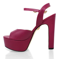 SABRINA 135 - Fucsia Regina Romero Zapato Sandalia Plataforma Tacon Alto Para Dama en Piel
