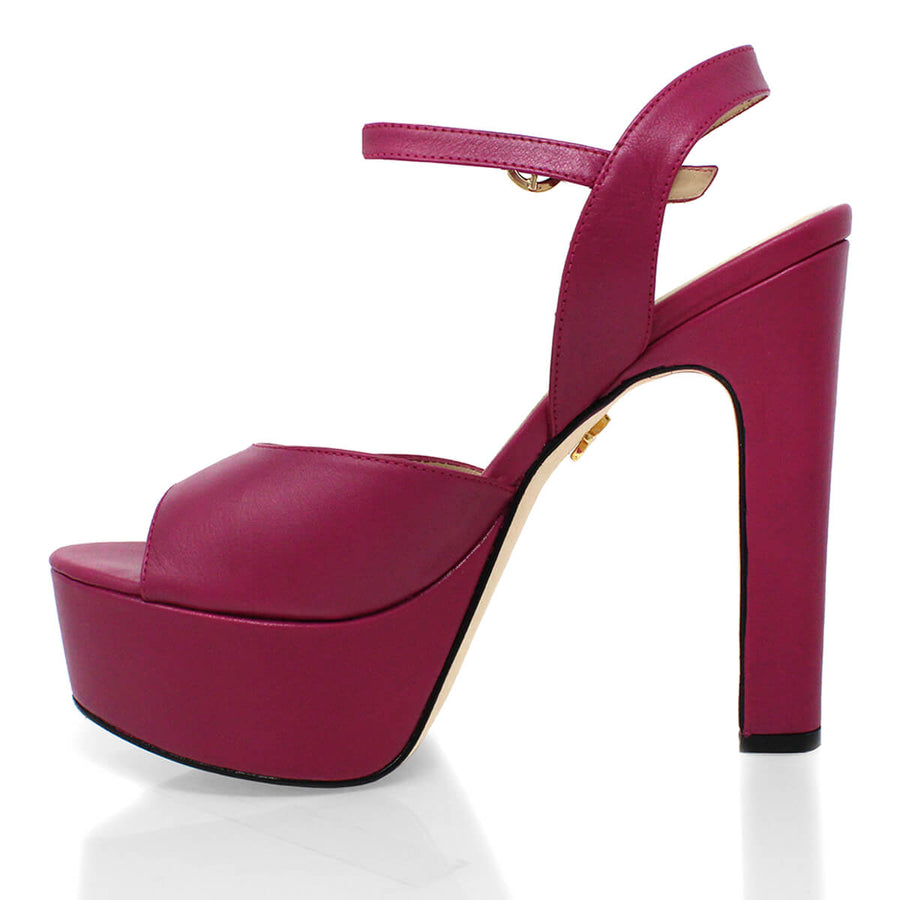 SABRINA 135 - Fucsia Regina Romero Zapato Sandalia Plataforma Tacon Alto Para Dama en Piel