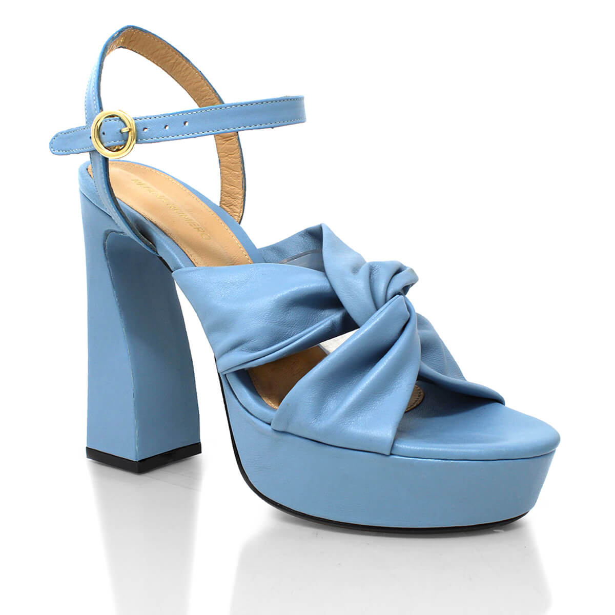 THALIA CON PULSERA 125 - Azul Cielo Regina Romero Zapato Sandalia Plataforma Tacon Alto Para Dama en Piel