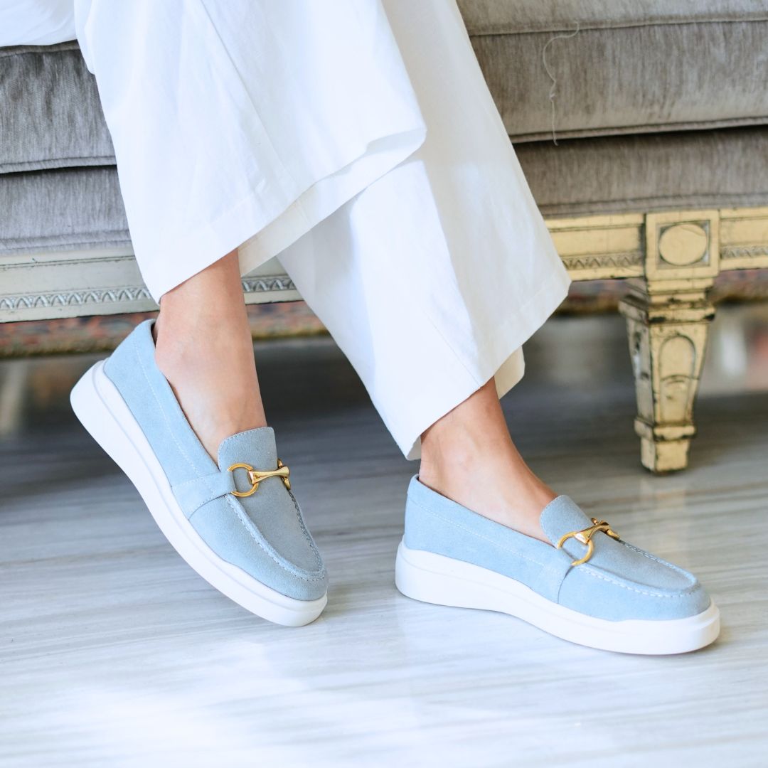 JUDY FLOW - Azul Claro Regina Romero Zapato Tenis Urbano Sport Para Dama en Piel