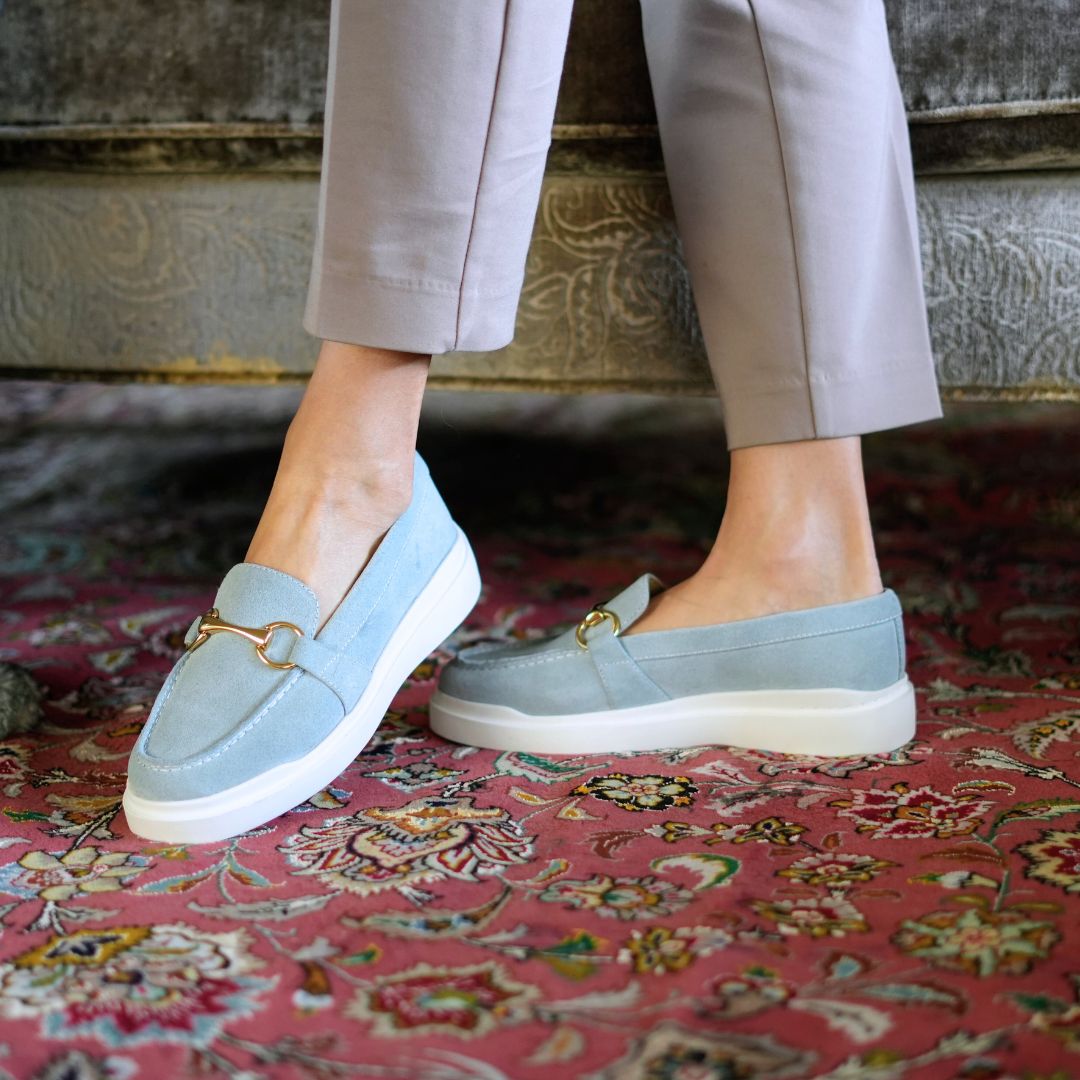 JUDY FLOW - Azul Claro Regina Romero Zapato Tenis Urbano Sport Para Dama en Piel