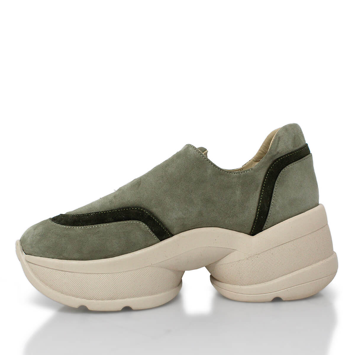 KIM 75 - Green Suede Regina Romero Urban Sport Tennis Shoe for Women in Leather