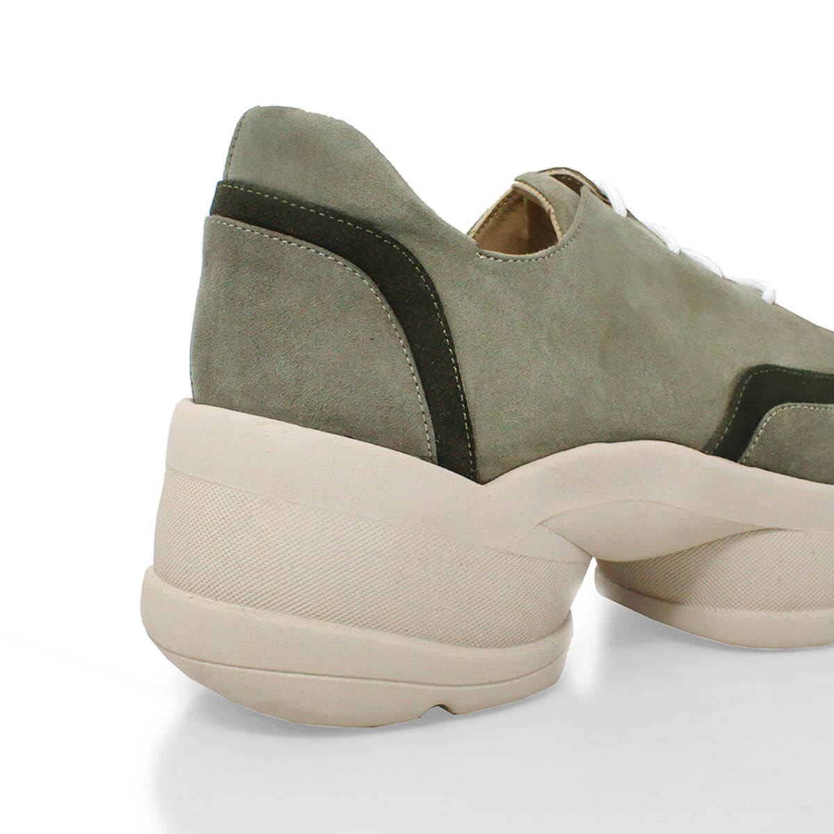 KIM 75 - Green Suede Regina Romero Urban Sport Tennis Shoe for Women in Leather