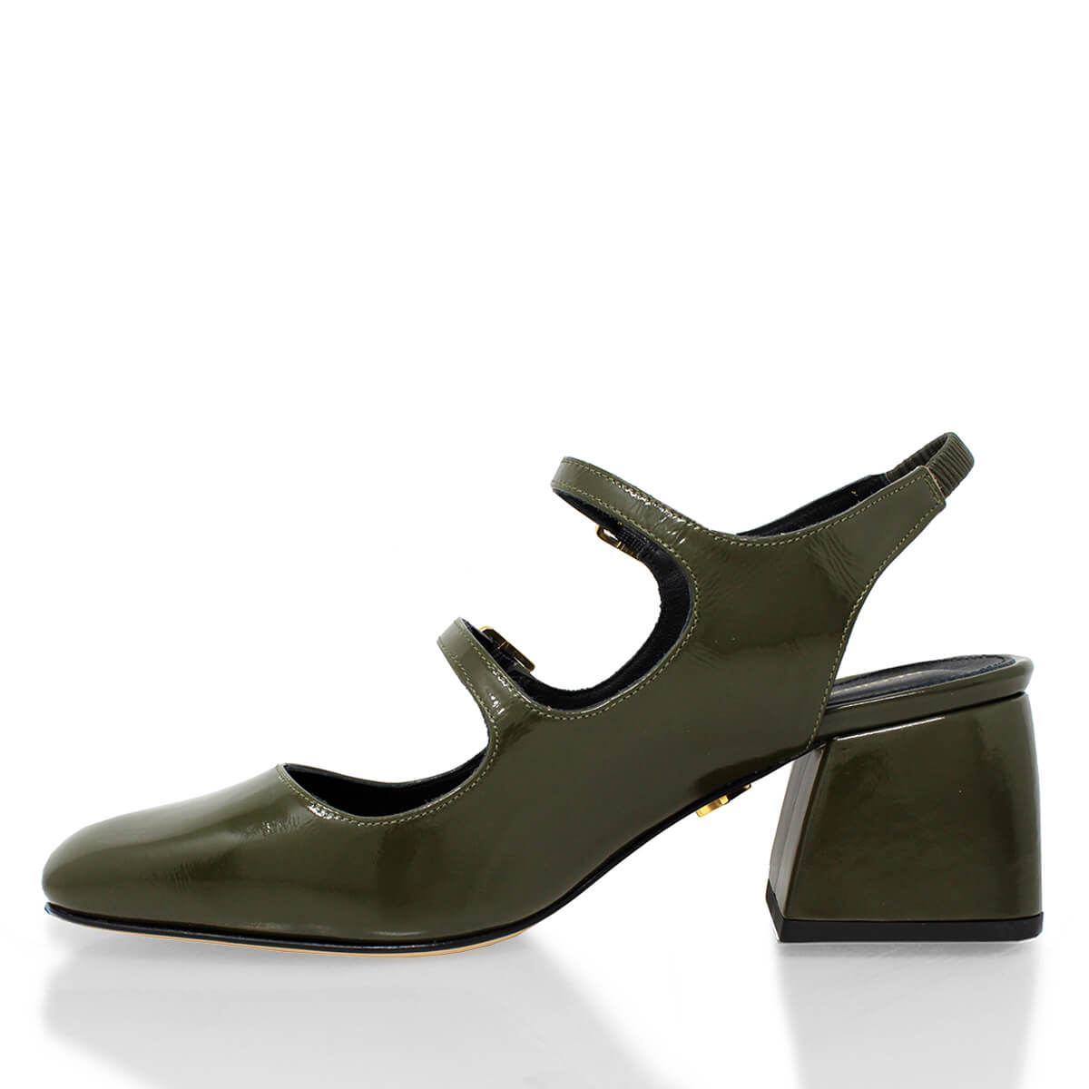 ALESSIA 50 - Charol Verde Regina Romero Zapato Zapatilla Tacon Bajo Para Dama en Piel
