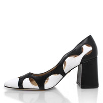 AURORA 75 - Negro y Blanco Regina Romero Zapato Zapatilla Tacon Alto Para Dama en Piel