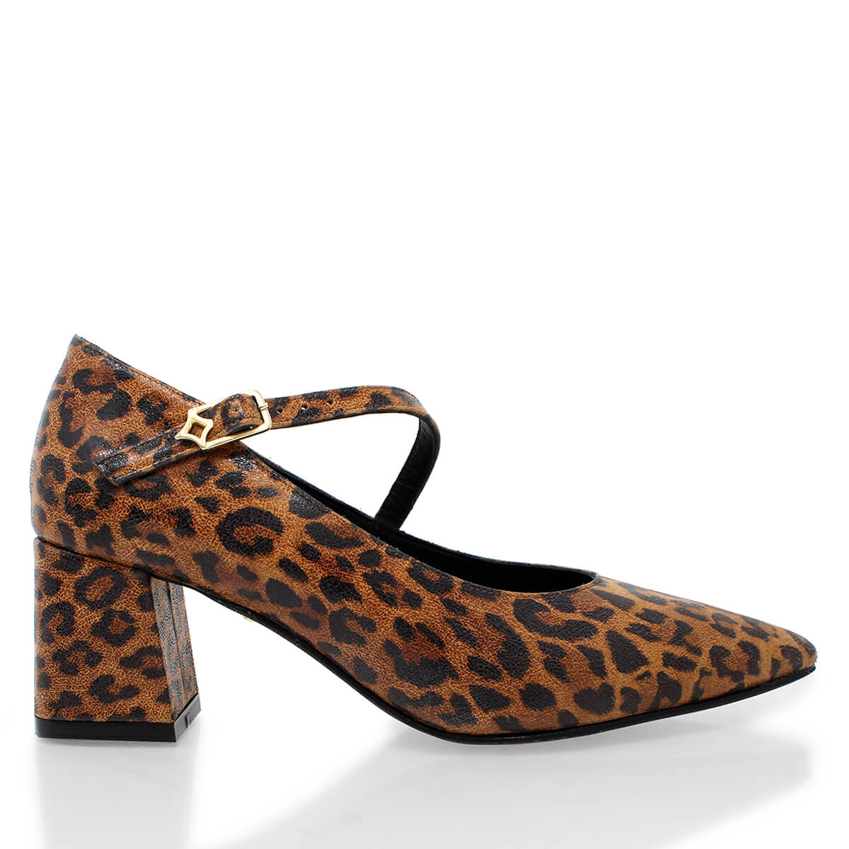 BRENTA 55 - Miel Print Regina Romero Zapato Zapatilla Tacon Bajo Para Dama en Piel