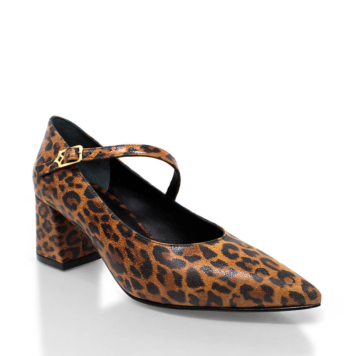BRENTA 55 - Miel Print Regina Romero Zapato Zapatilla Tacon Bajo Para Dama en Piel