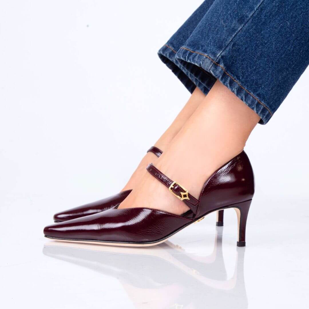 EMILIA 60 - Vino Regina Romero Zapato Zapatilla Tacon Bajo Para Dama en Piel