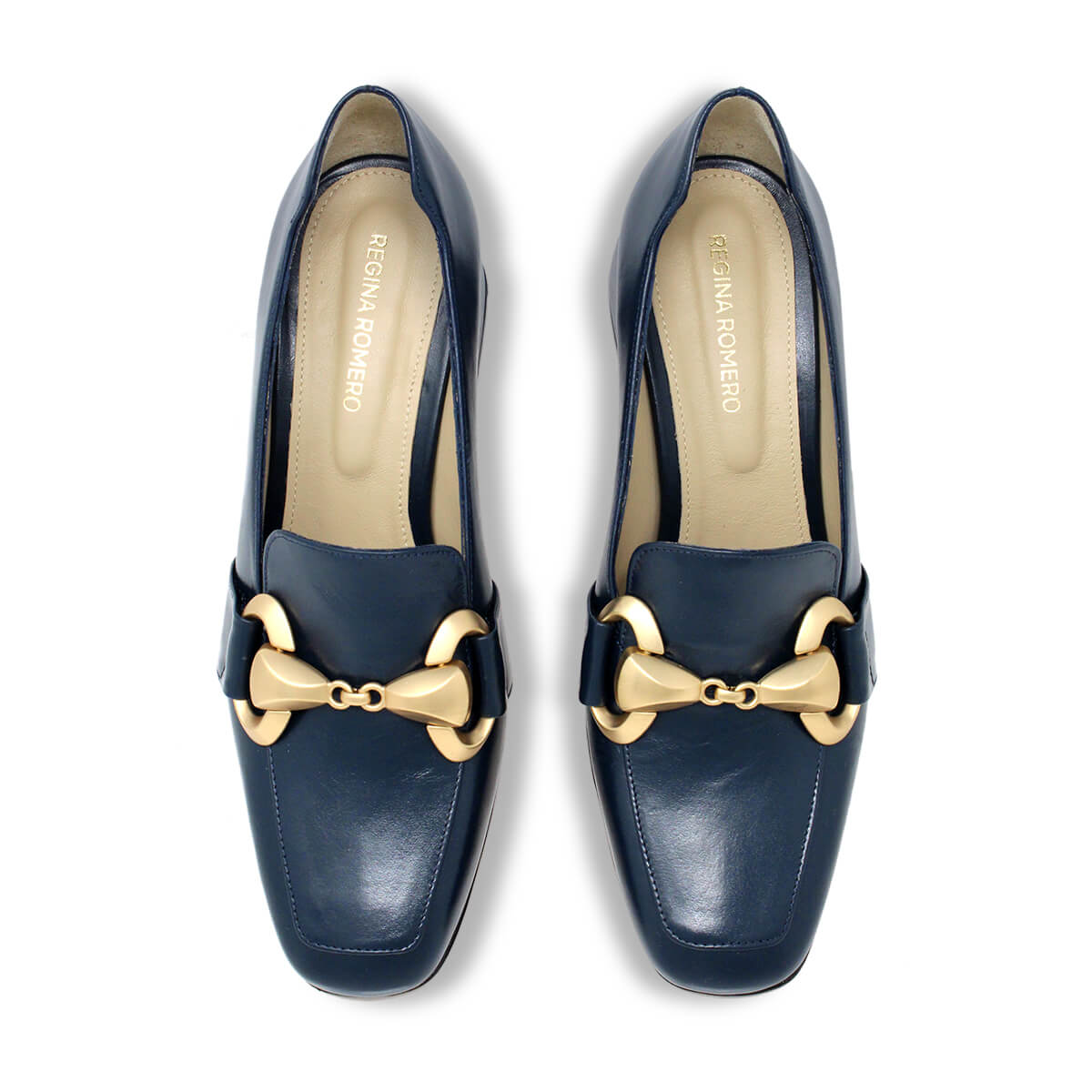 GRETA 40 - Azul Marino Regina Romero Zapato Zapatilla Tacon Bajo Para Dama en Piel