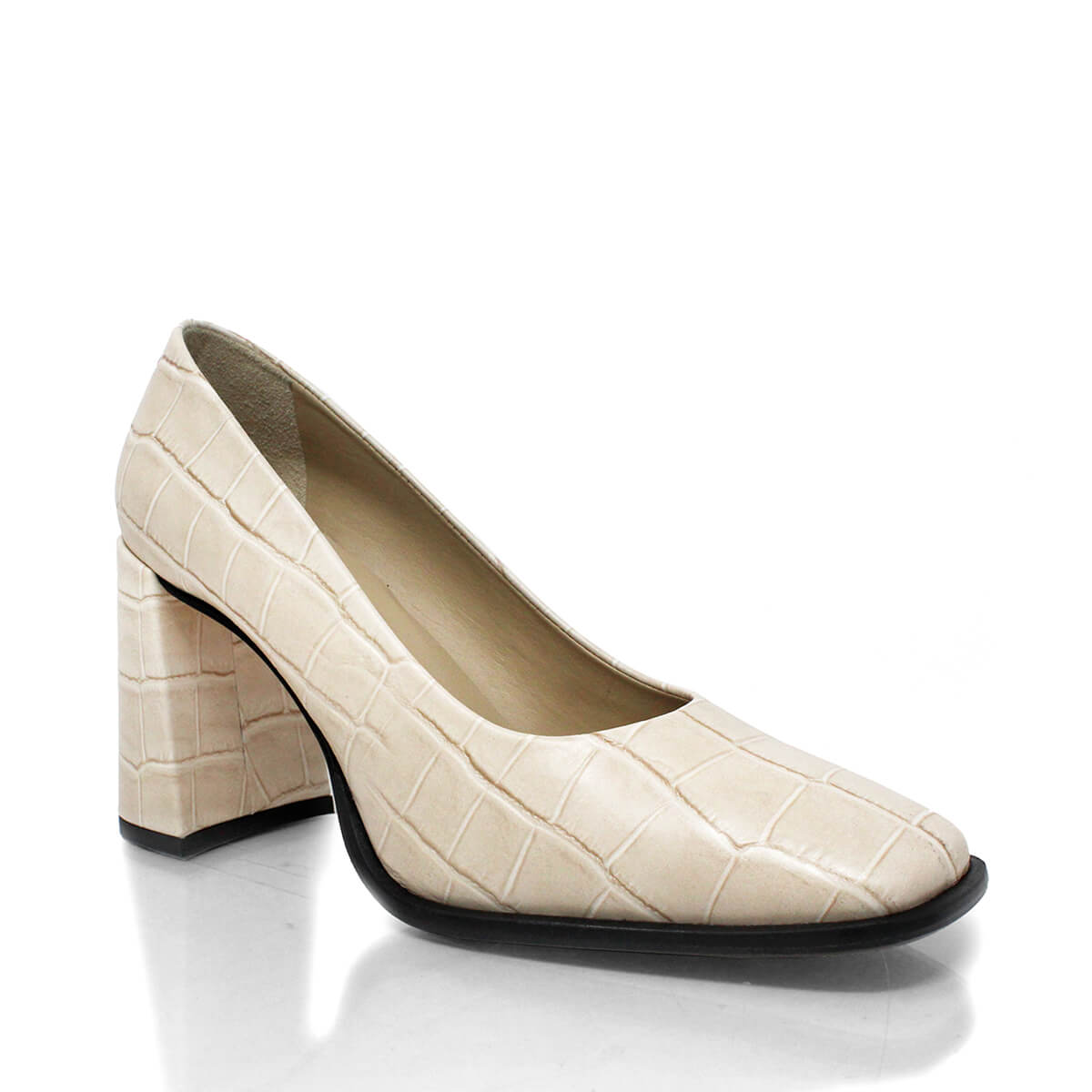 KAT 75 - Beige Regina Romero Zapato Zapatilla Tacon Alto Para Dama en Piel