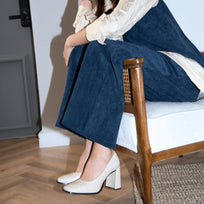 KAT 75 - Beige Regina Romero Zapato Zapatilla Tacon Alto Para Dama en Piel