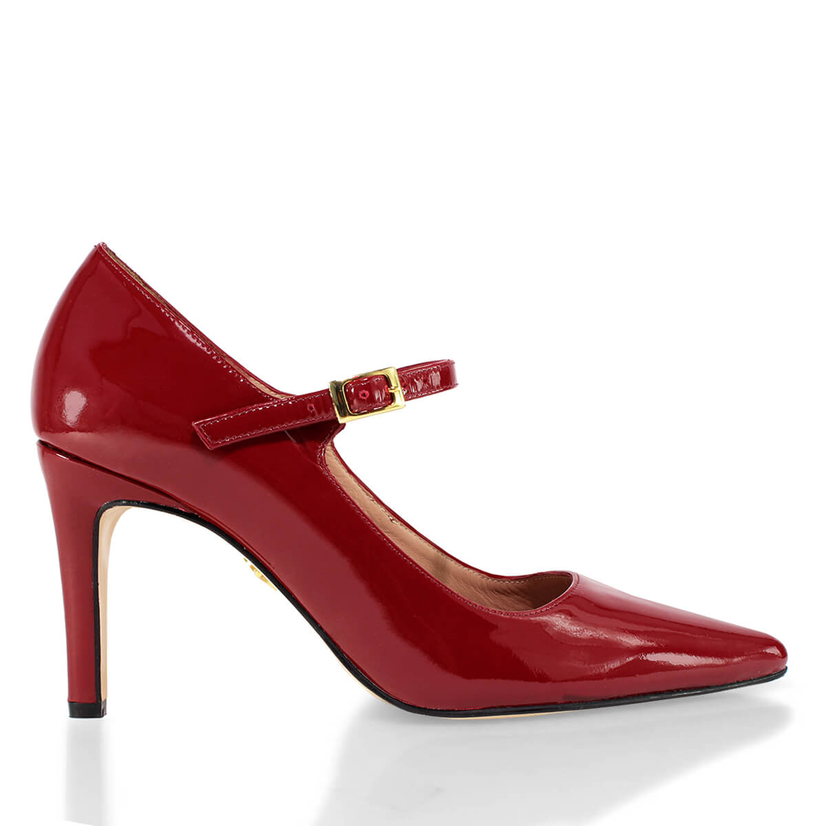 MARY JANE 75 - Charol Cherry Regina Romero Zapato Zapatilla Tacon Alto Para Dama en Piel