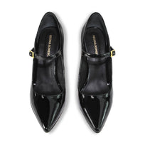 MARY JANE 75 - Charol Negro Regina Romero Zapato Zapatilla Tacon Alto Para Dama en Piel