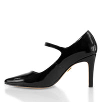 MARY JANE 75 - Charol Negro Regina Romero Zapato Zapatilla Tacon Alto Para Dama en Piel