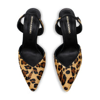 ROSANGEL 85 - Beige Print y Negro Regina Romero Zapato Sandalia Zapatilla Tacon Alto Para Dama en Piel