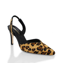 ROSANGEL 85 - Beige Print y Negro Regina Romero Zapato Sandalia Zapatilla Tacon Alto Para Dama en Piel