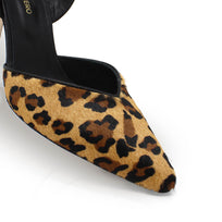 ROSANGEL 85 - Beige Print y Negro Regina Romero Zapato Sandalia Zapatilla Tacon Alto Para Dama en Piel