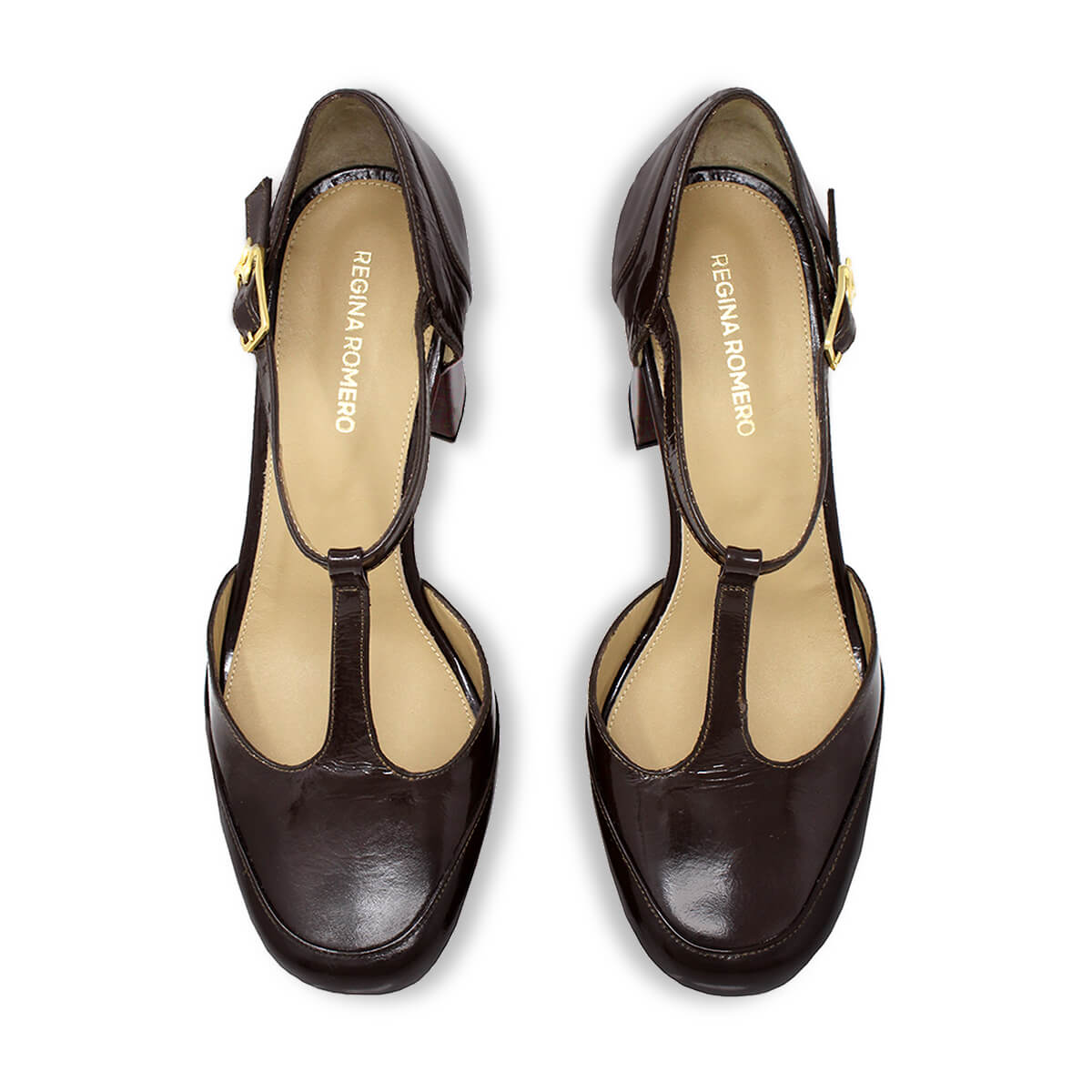 VIVIANA 95 - Charol Cafe Regina Romero Zapato Plataforma Tacon Alto Para Dama en Piel