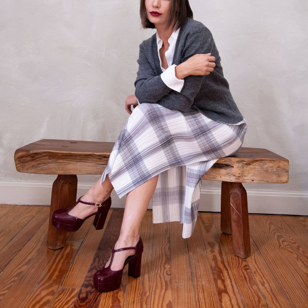 VIVIANA 95 - Charol Vino Regina Romero Zapato Plataforma Tacon Alto Para Dama en Piel