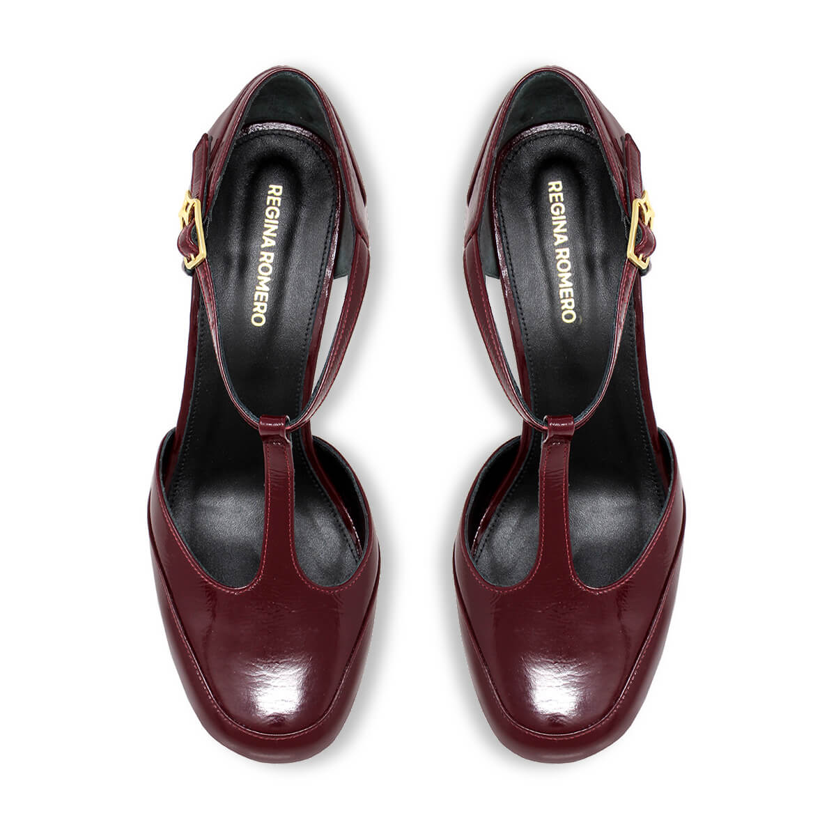VIVIANA 95 - Charol Vino Regina Romero Zapato Plataforma Tacon Alto Para Dama en Piel