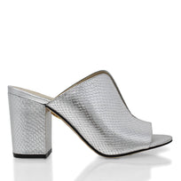 PELTZ 75 - Plata Regina Romero Zapato Sandalia Zapatilla Tacon Alto Para Dama en Piel