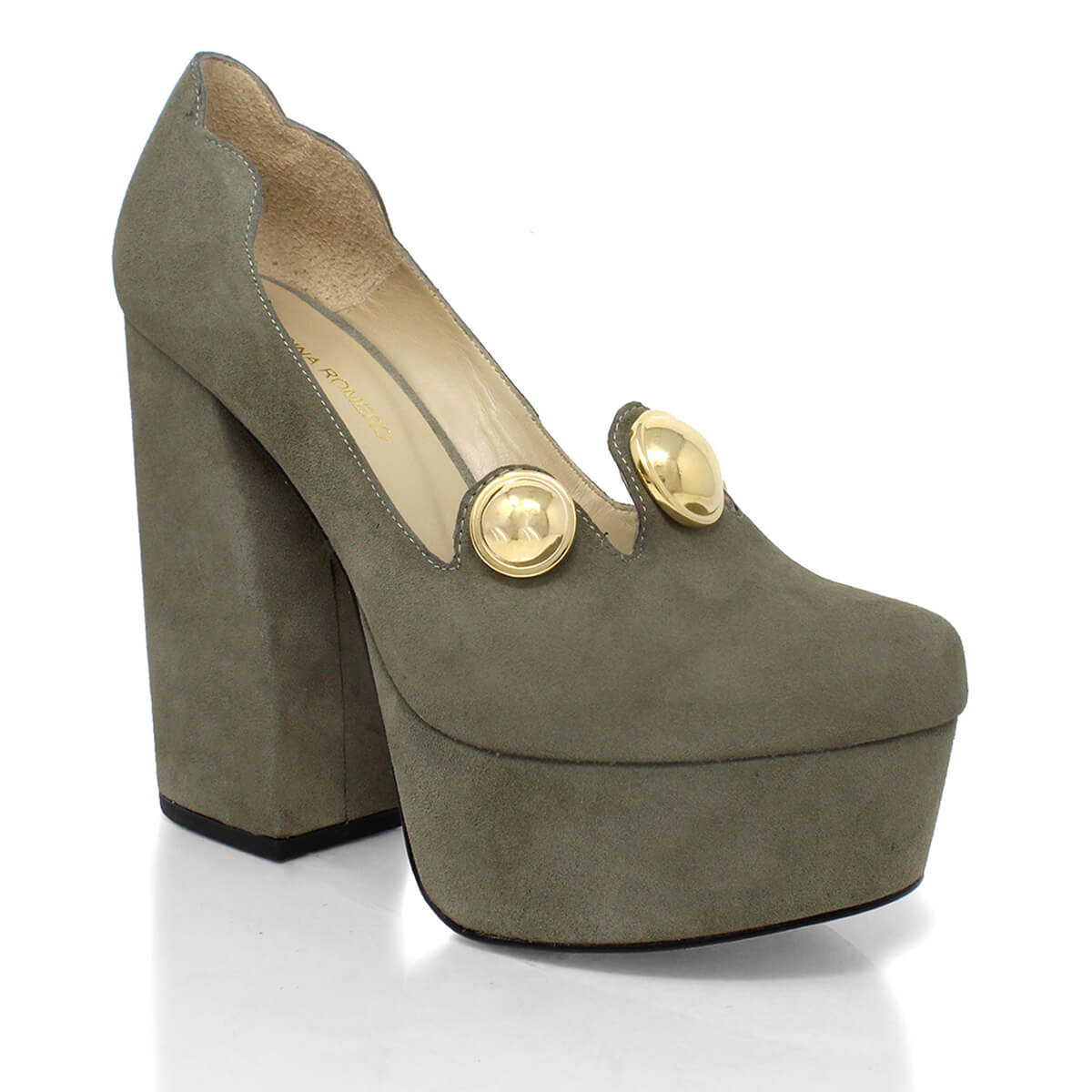 ROXANNE 135 - Ante Verde Regina Romero Zapato Plataforma Tacon Alto Para Dama en Piel