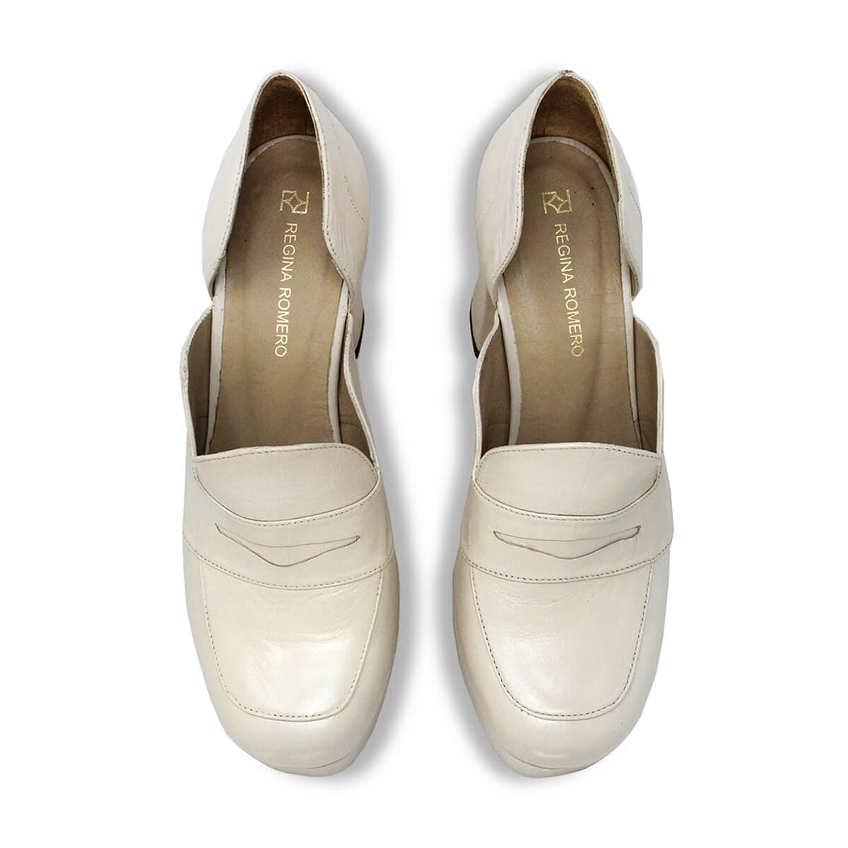 JOY 95 - White Regina Romero High Heel Sneaker Shoe for Women in Leather