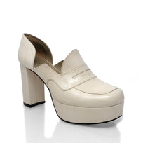 JOY 95 - Blanco Regina Romero Zapato Zapatilla Tacon Alto Para Dama en Piel