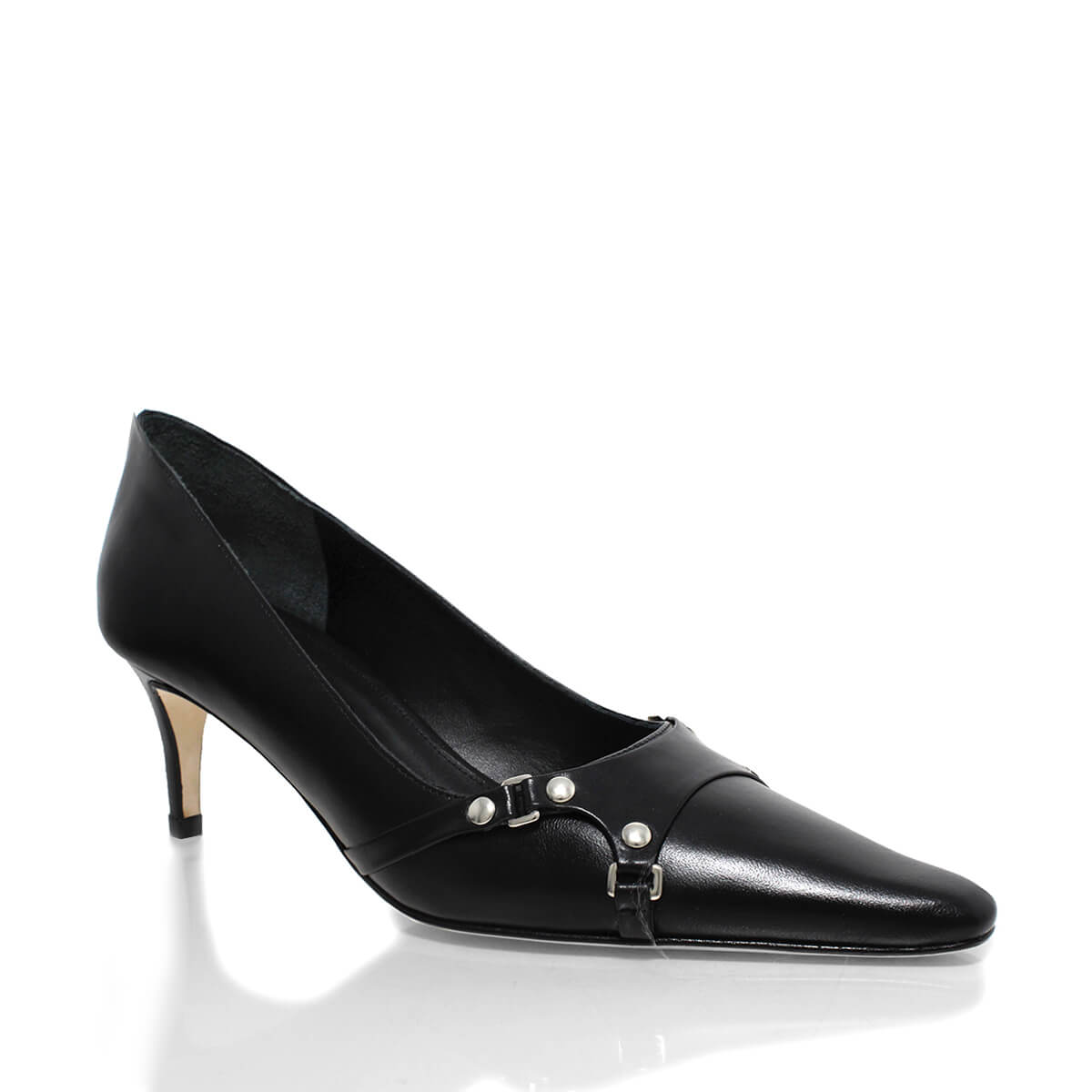 1993 - Negro Regina Romero Zapato Zapatilla Tacon Bajo Para Dama en Piel