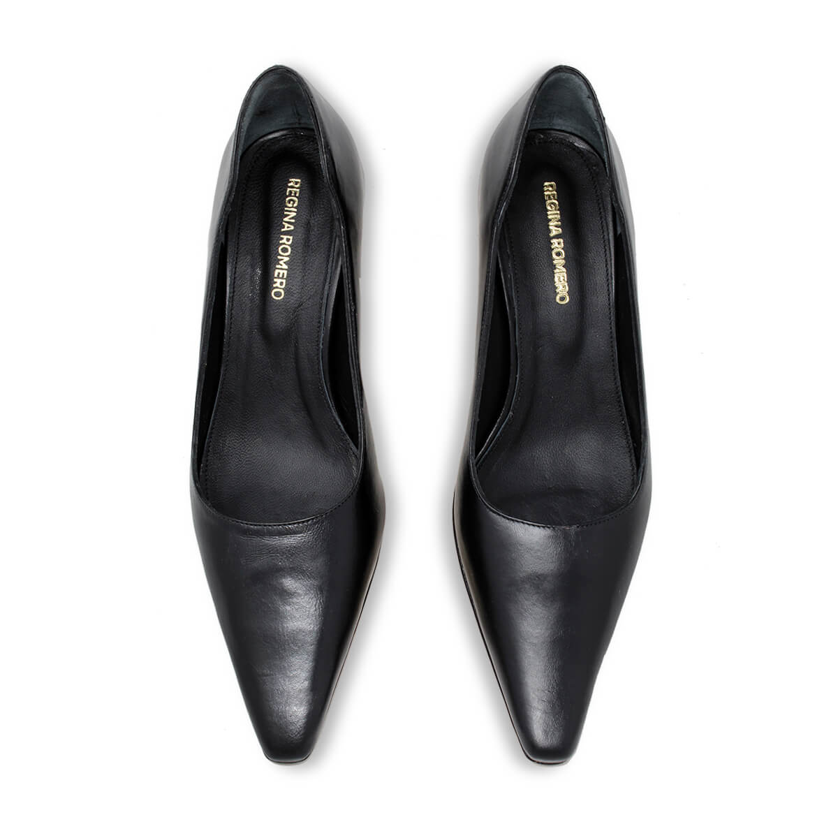 CRUZ 60 - Negro Regina Romero Zapato Zapatilla Tacon Bajo Para Dama en Piel